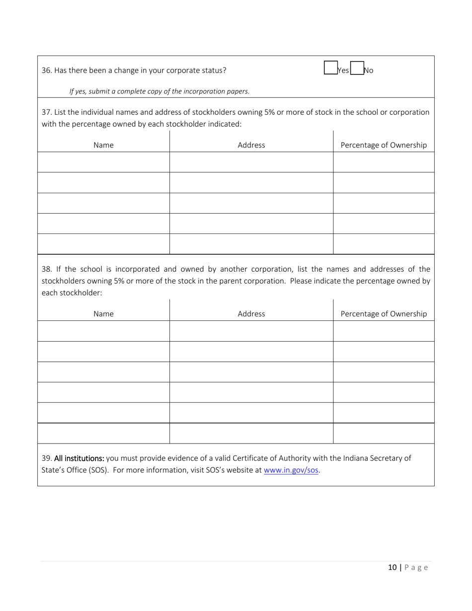 Application for Accreditation Renewal - Indiana, Page 11