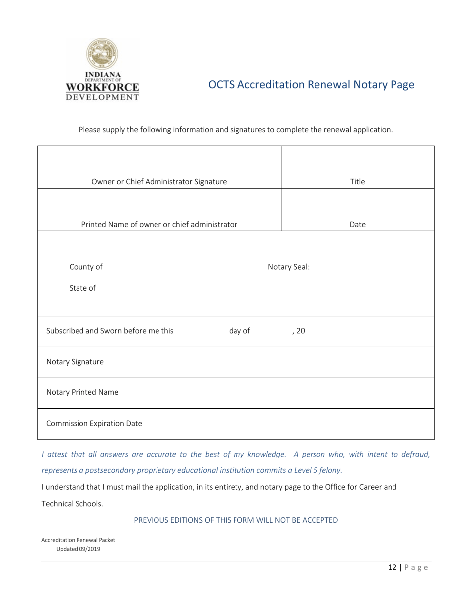 Application for Accreditation Renewal - Indiana, Page 13