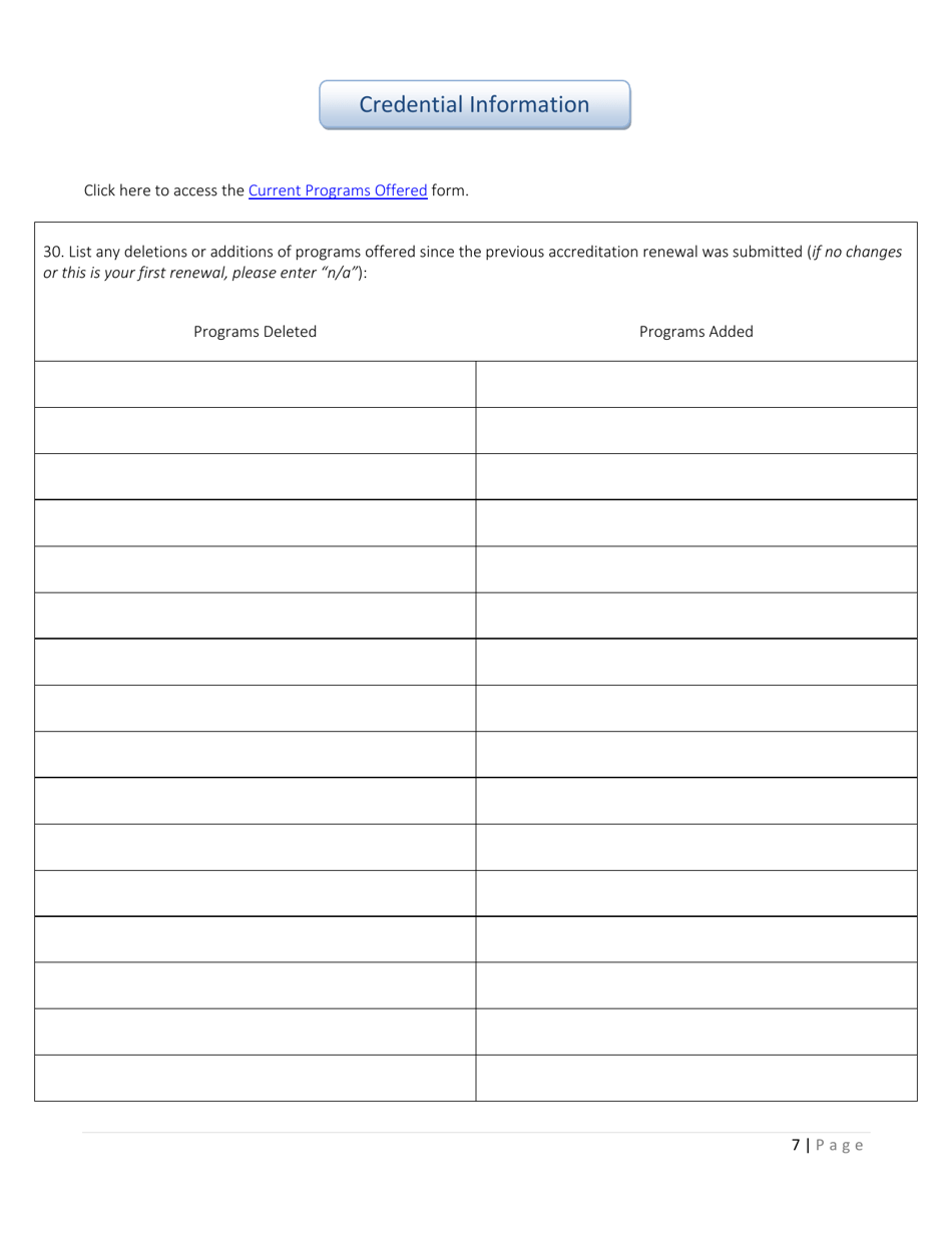 Application for Accreditation Renewal - Indiana, Page 8