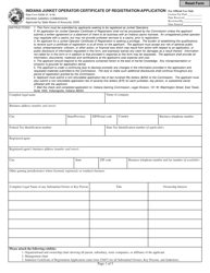 State Form 53686 Indiana Junket Operator Certificate of Registration Application - Indiana