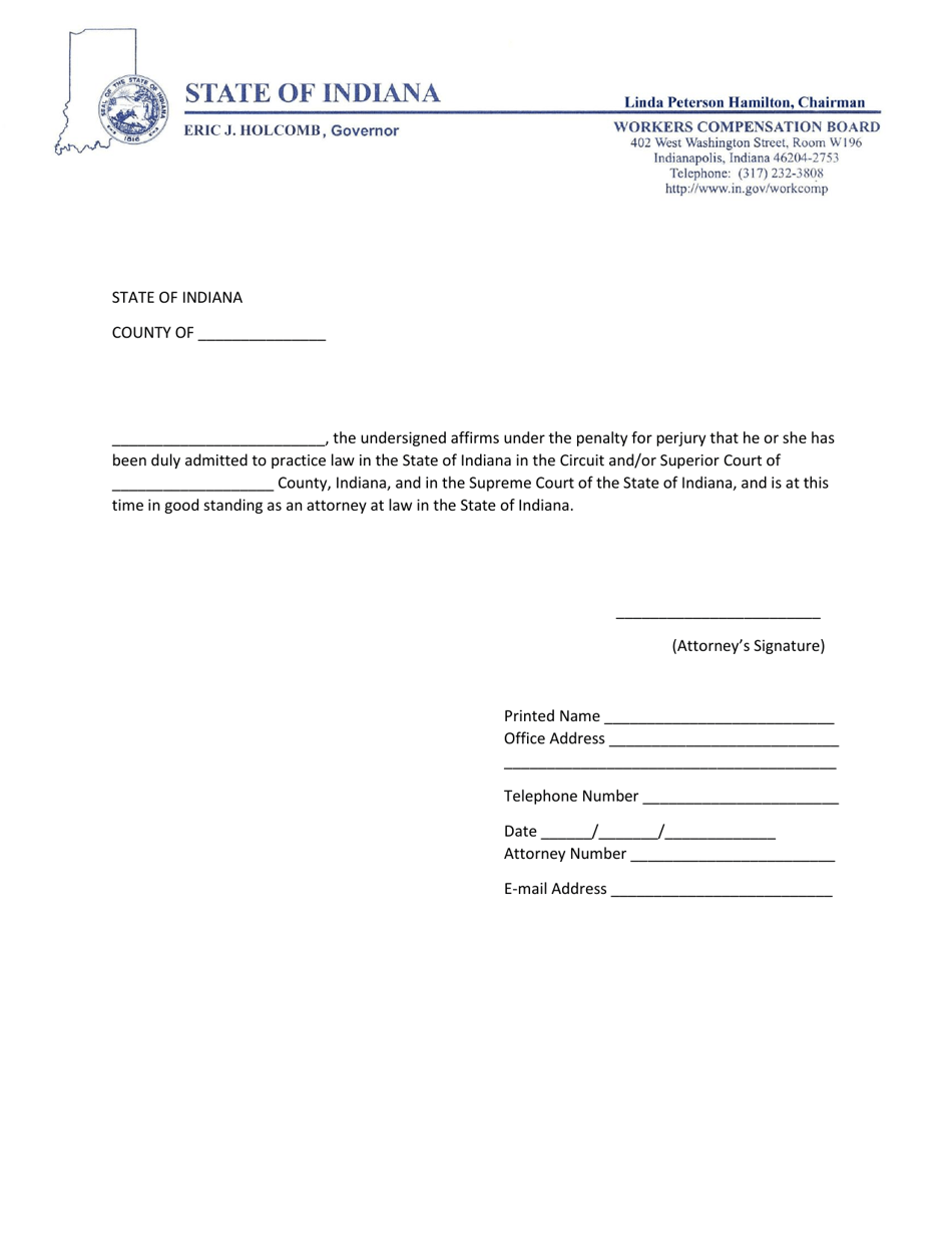 Attorney Oath - Indiana, Page 1