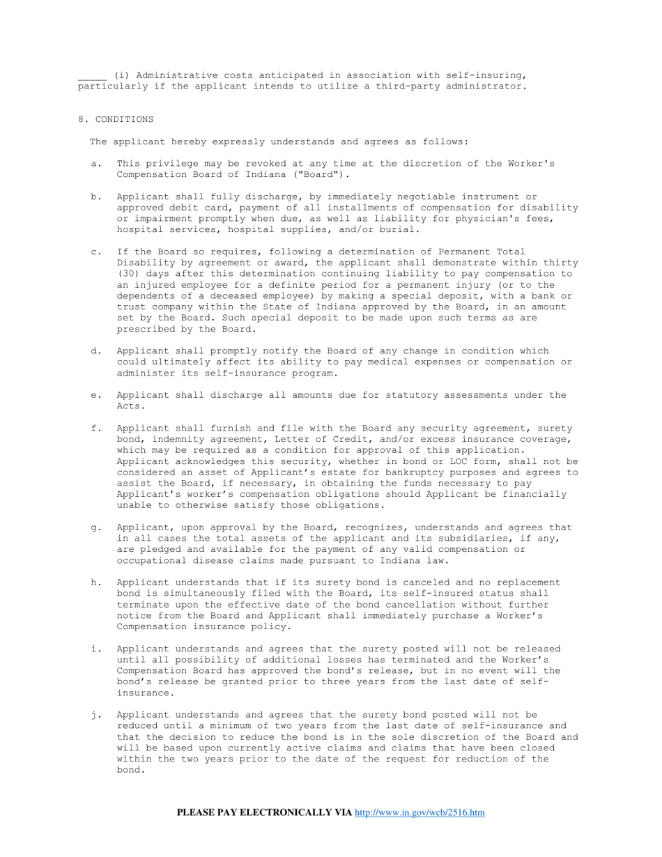 State Form 18488 (SI-1) Employers Application for Permission to Carry Risk Without Insurance - Indiana, Page 5