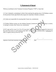 State Form 51803 Request for Enrollment in the Voluntary Exclusion Program (Vep) - Sample - Indiana, Page 2