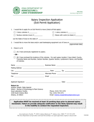 Document preview: Apiary Inspection Application (Exit Permit Application) - Iowa