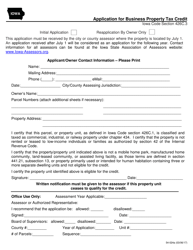 Document preview: Form 54-024 Application for Business Property Tax Credit - Iowa