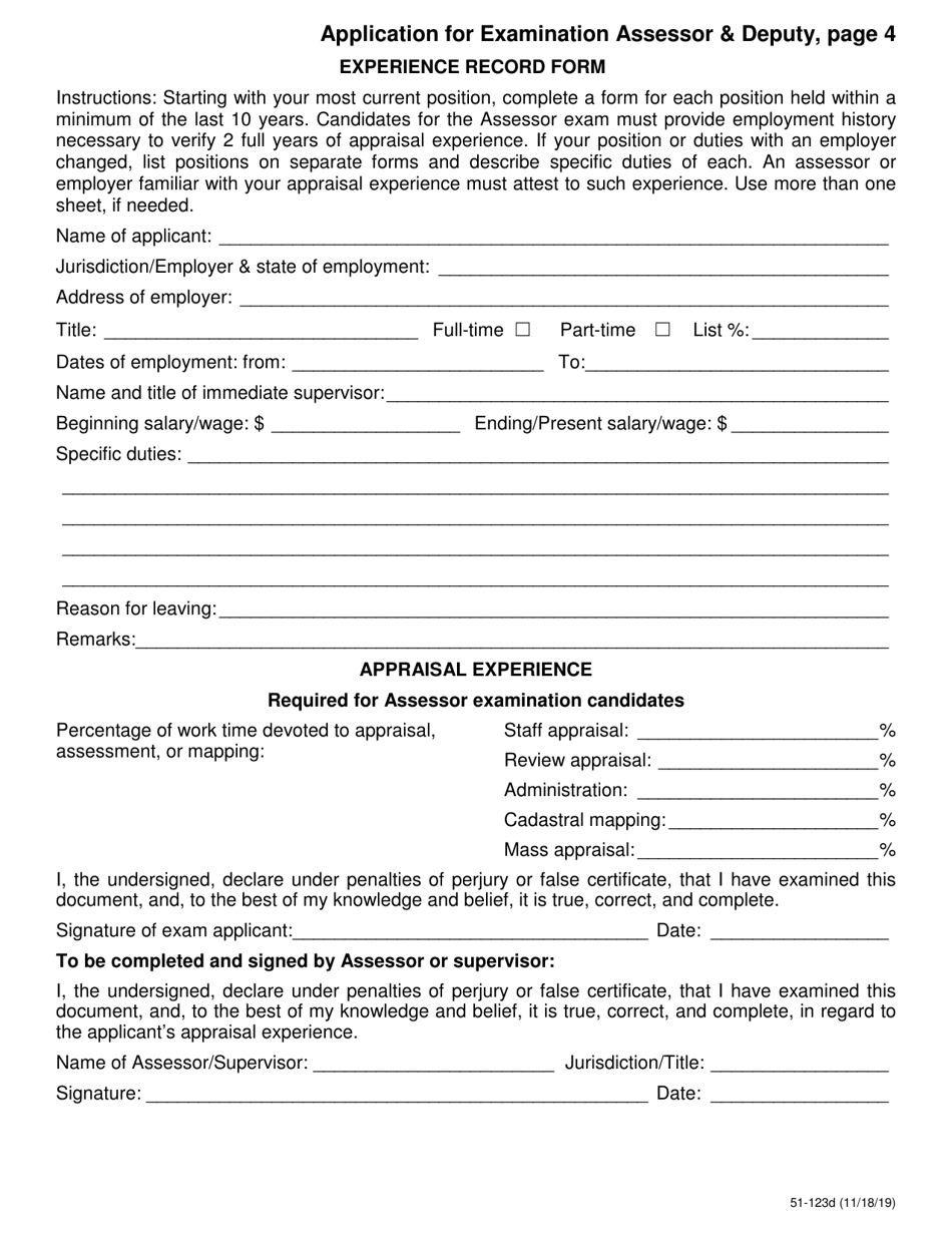 Form 51-123 Application for Examination Assessor  Deputy - Iowa, Page 4