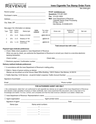 Form 70-044 Iowa Cigarette Tax Stamp Order Form - Iowa