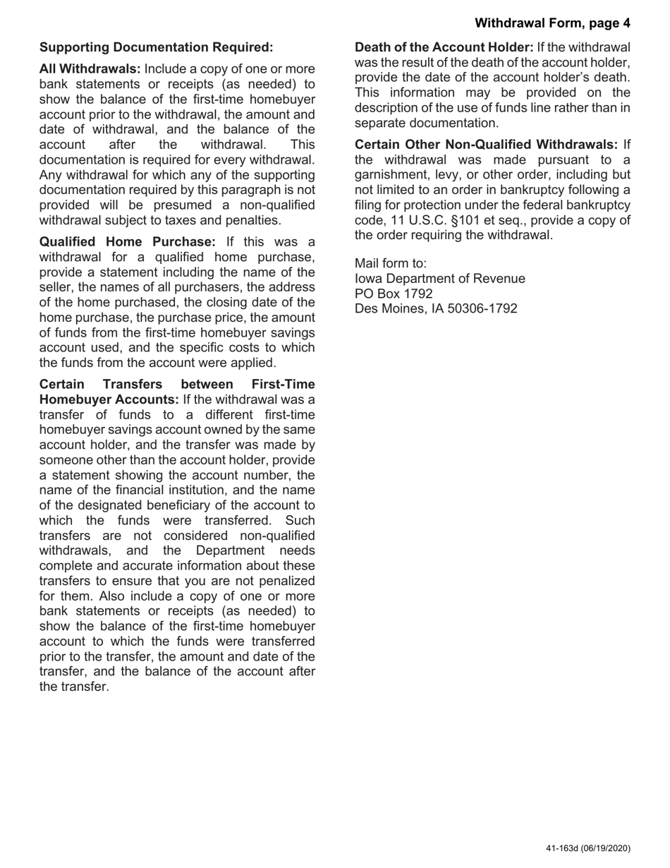 Form 41163 Fill Out, Sign Online and Download Fillable PDF, Iowa