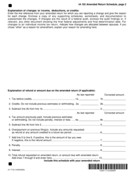 Form IA102 (41-171) Amended Return Schedule - Iowa, Page 2