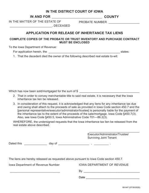 Form 60-047  Printable Pdf