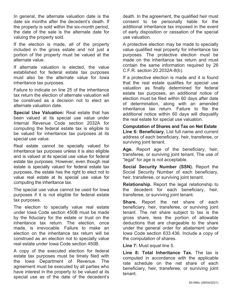 Instructions for Form IA706, 60-008 Iowa Inheritance Tax Return - Iowa, Page 2