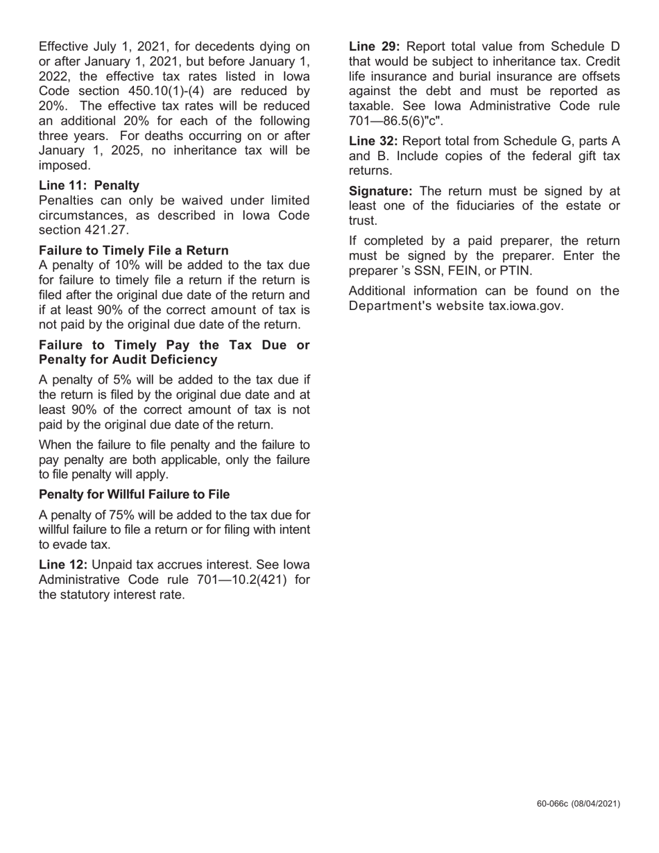 Instructions for Form IA706, 60-008 Iowa Inheritance Tax Return - Iowa, Page 3