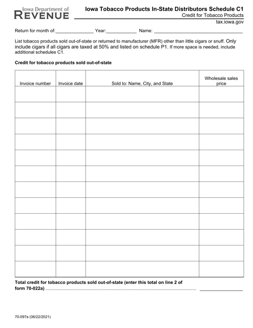 Form 70-097 Schedule C1  Printable Pdf