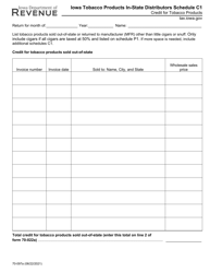 Form 70-097 Schedule C1 Iowa Tobacco Products in-State Distributors - Credit for Tobacco Products - Iowa