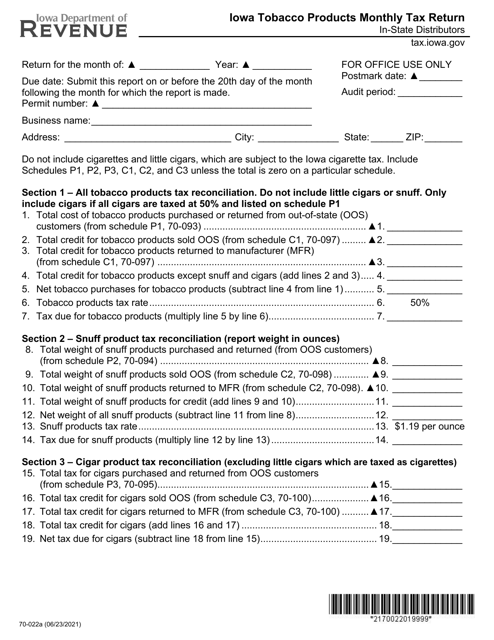Form 70-022  Printable Pdf