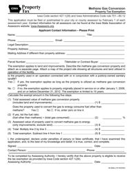 Form 54-065 Methane Gas Conversion Property Tax Exemption - Iowa