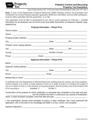 Form 54-064 Pollution Control and Recycling Property Tax Exemption - Iowa