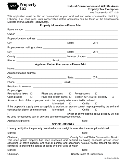 Form 54-010  Printable Pdf