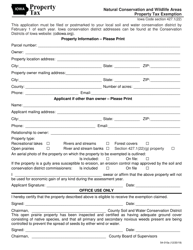 Form 54-010 Natural Conservation and Wildlife Areas Property Tax Exemption - Iowa
