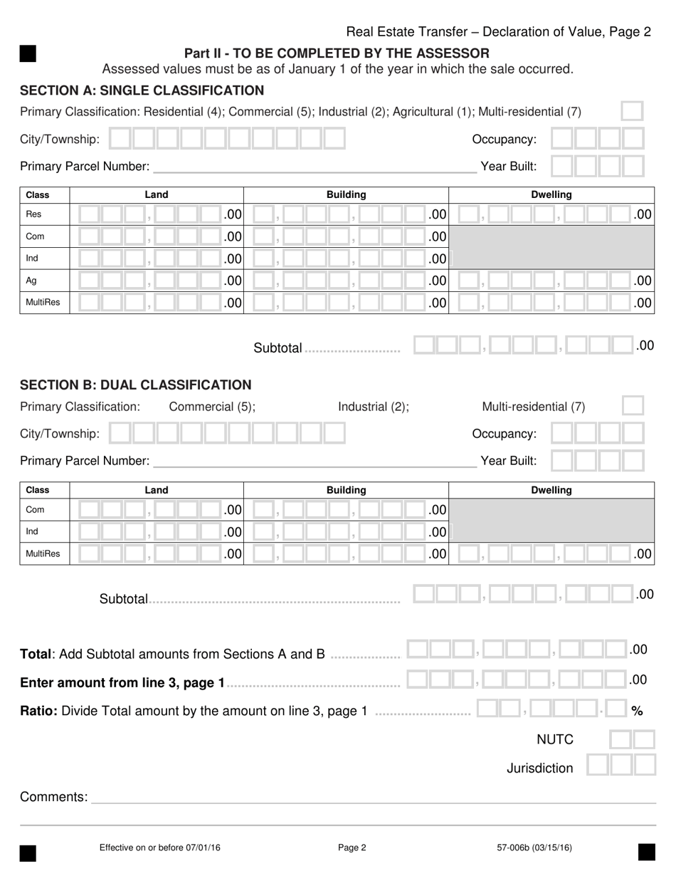 Form 57-006 Real Estate Transfer - Declaration of Value - Iowa, Page 2