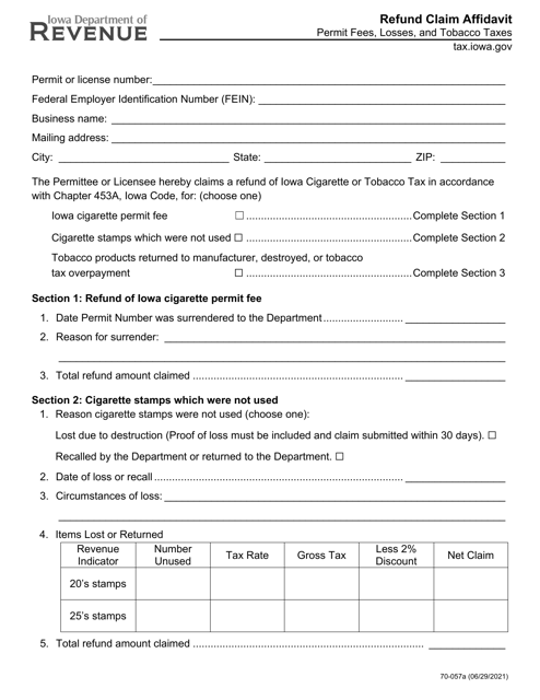 Form 70-057  Printable Pdf
