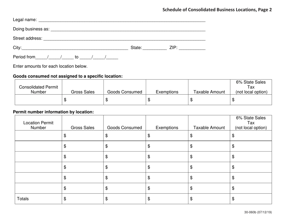 Form 30-060 Schedule of Consolidated Business Locations - Iowa, Page 2