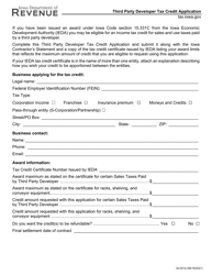 Form 32-041 Third Party Developer Tax Credit Application - Iowa