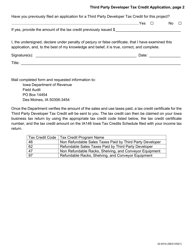 Form 32-041 Third Party Developer Tax Credit Application - Iowa, Page 2