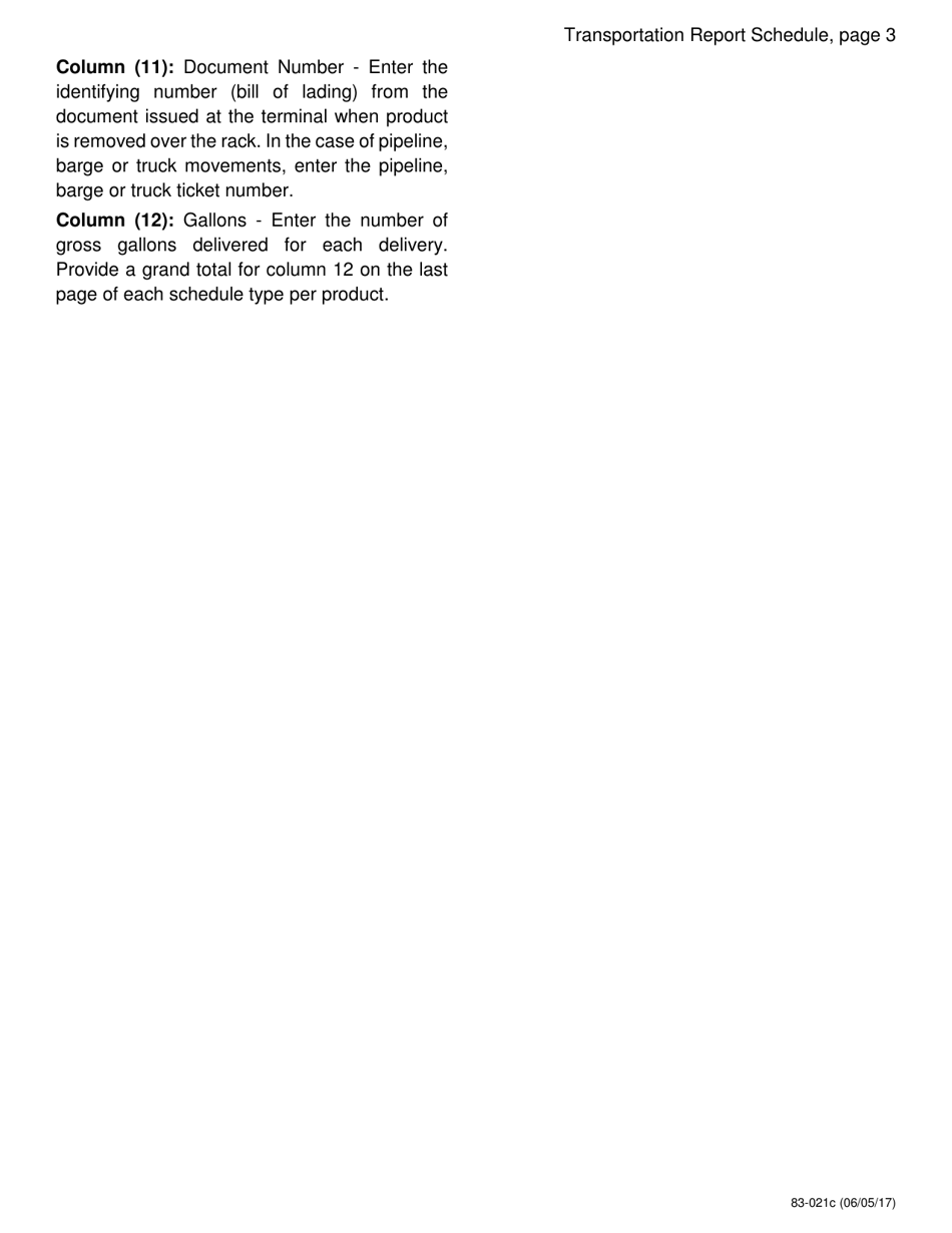 Form 83-021 Transportation Report Schedule - Common and Contract Petroleum Products Carrier - Iowa, Page 3