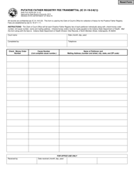 Document preview: State Form 46784 Putative Father Registry Fee Transmittal - Indiana