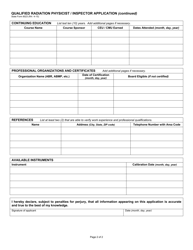State Form 8023 Qualified Radiation Physicist/Inspector Application - Indiana, Page 2