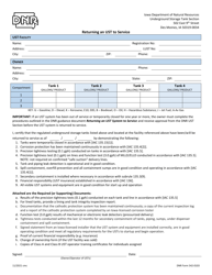 Document preview: DNR Form 542-0103 Returning an Ust to Service - Iowa