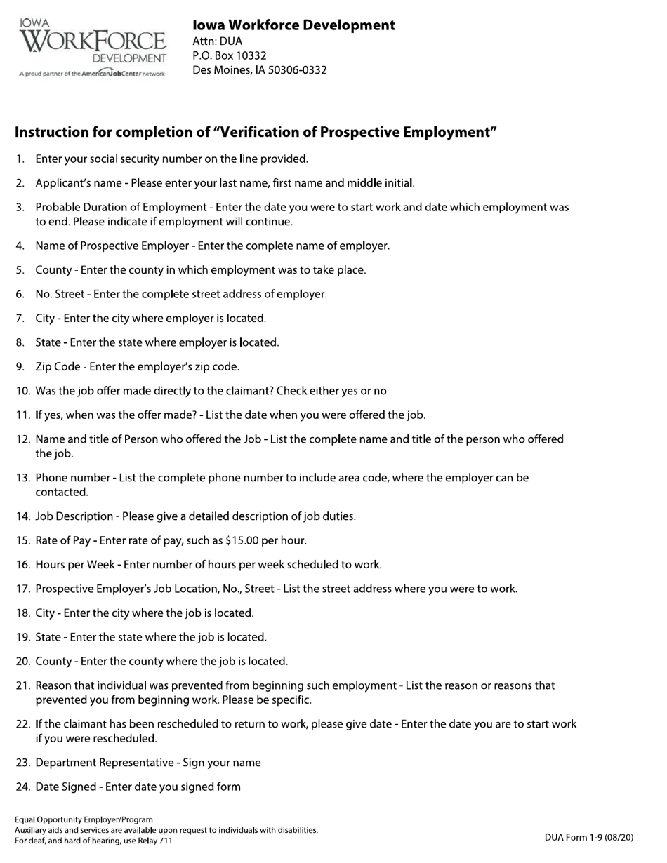 DUA Form 1 Application for Disaster Unemployment Assistance (Dua) - Iowa, Page 12