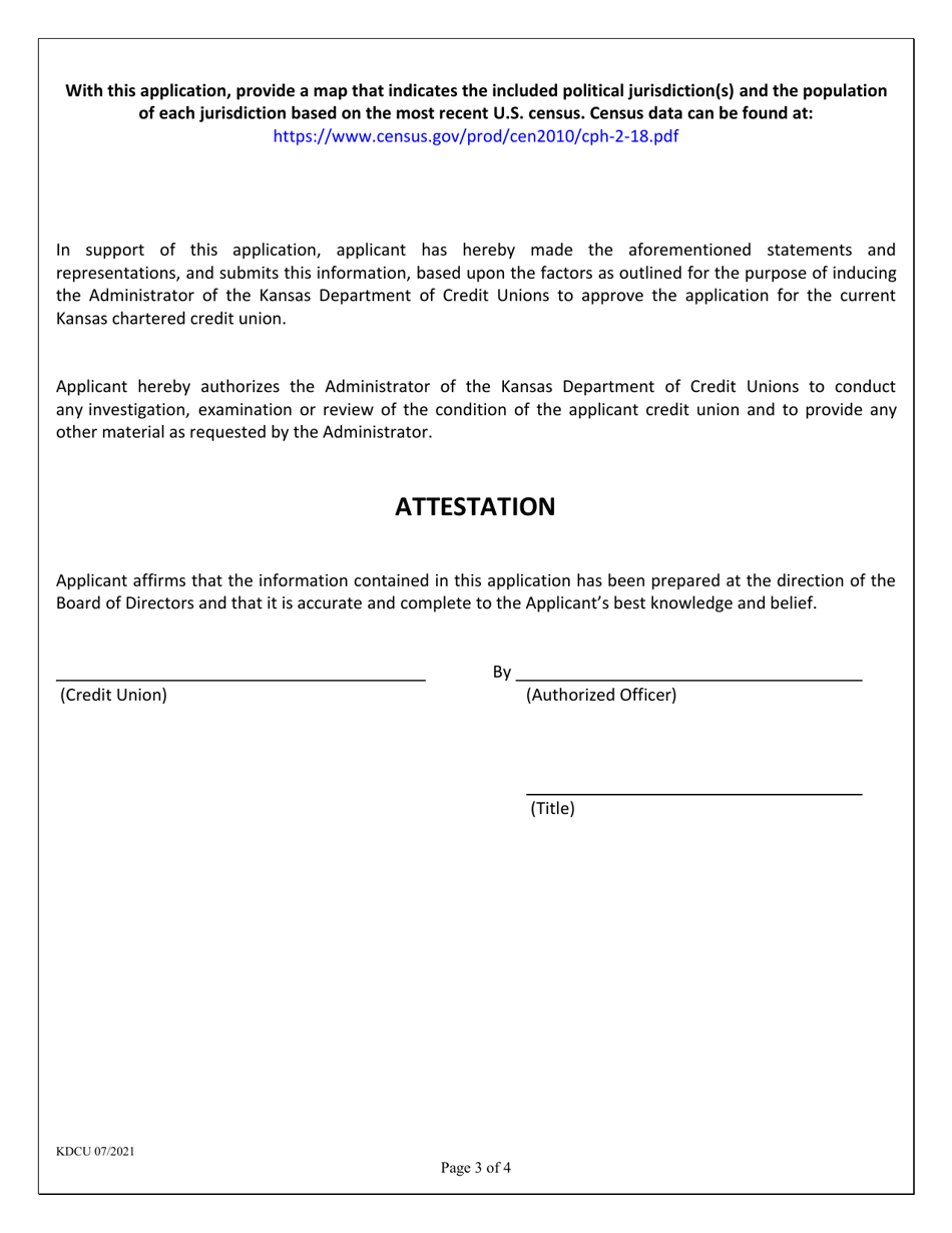 Application for a Change in Field of Membership - Kansas, Page 3