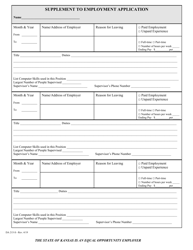 Document preview: Form DA215-S Supplement to Employment Application - Kansas