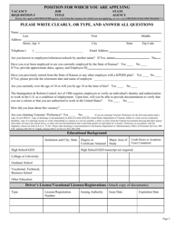 Form DA215(A) Employment Application - Kansas, Page 2