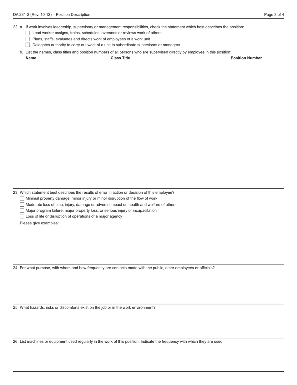 Form DA281-2 Position Description - Kansas, Page 3