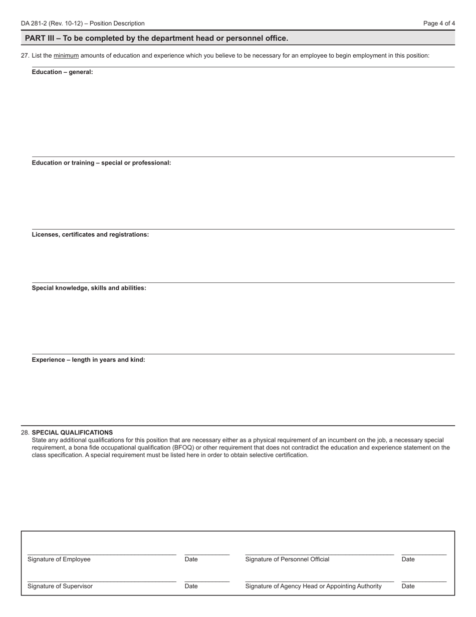 Form DA281-2 Position Description - Kansas, Page 4