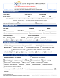 Document preview: Covid-19 Specimen Submission Form - Kansas