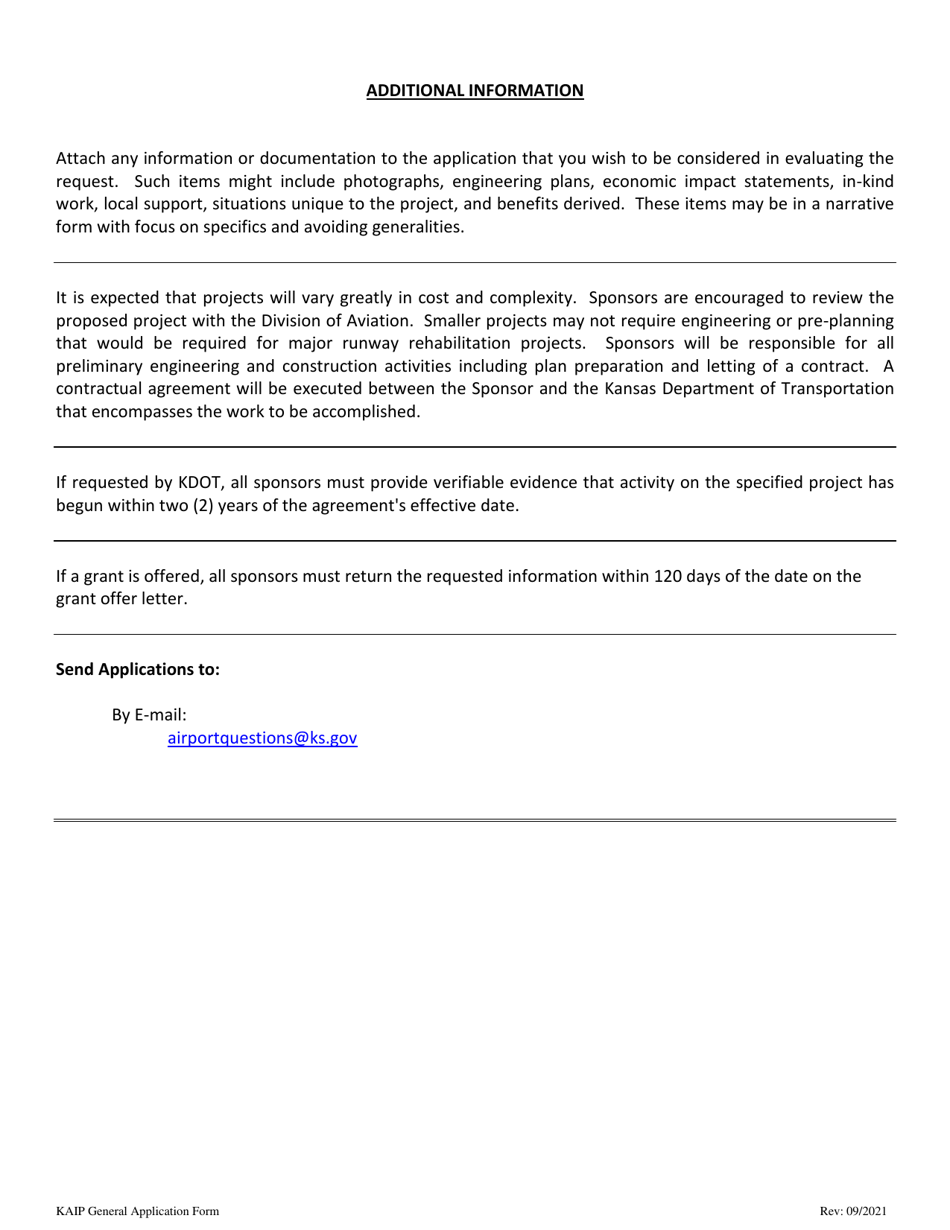 Application Form - Kansas Airport Improvement Program (Kaip) - Kansas, Page 2