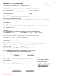 SBO Form 1 &quot;Bridge Serial Number Request&quot; - Kansas
