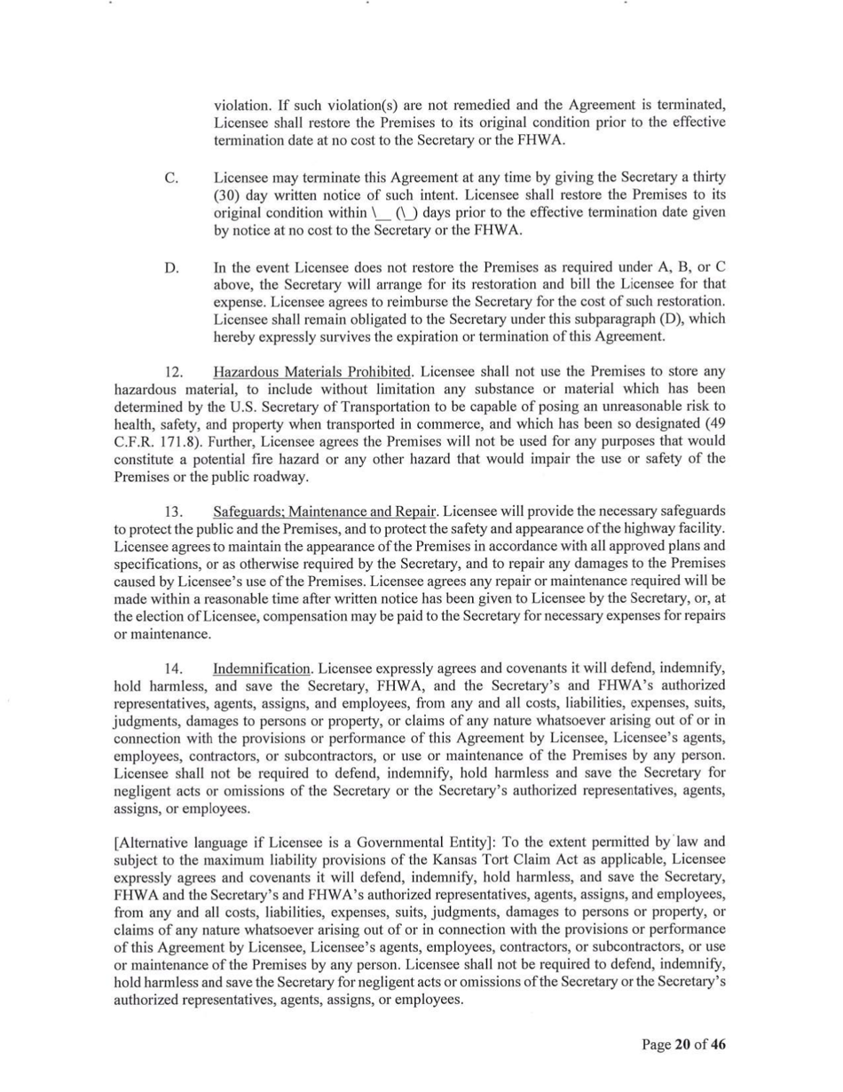 Attachment A Right-Of-Way Use Agreement - Kansas, Page 4