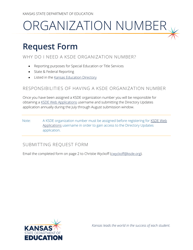 Organization Number Request Form for Non-public Schools - Kansas