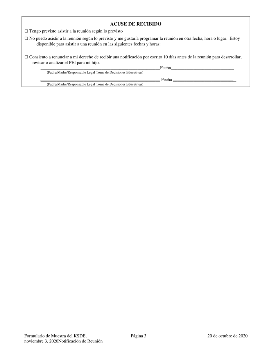 Notificacion De Reunion - Kansas (Spanish), Page 3