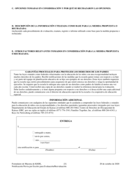 Notificacion Previa Por Escrito Para Evaluacion O Reevaluacion Y Solicitud De Consentimiento - Kansas (Spanish), Page 3