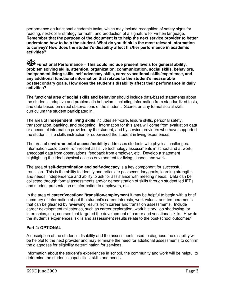 Summary of Performance (Sop) - Kansas, Page 3