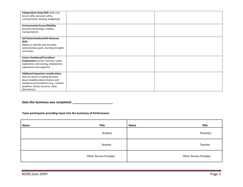 Summary of Performance (Sop) - Kansas, Page 7