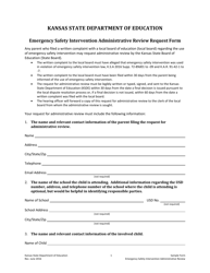 &quot;Emergency Safety Intervention Administrative Review Request Form&quot; - Kansas