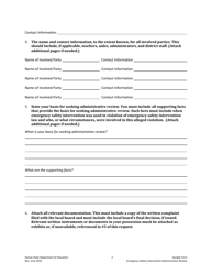Emergency Safety Intervention Administrative Review Request Form - Kansas, Page 2