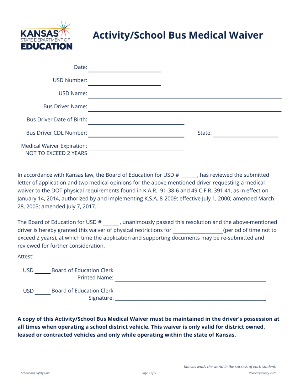 Driver Application and Request for Medical Waiver - Kansas, Page 5